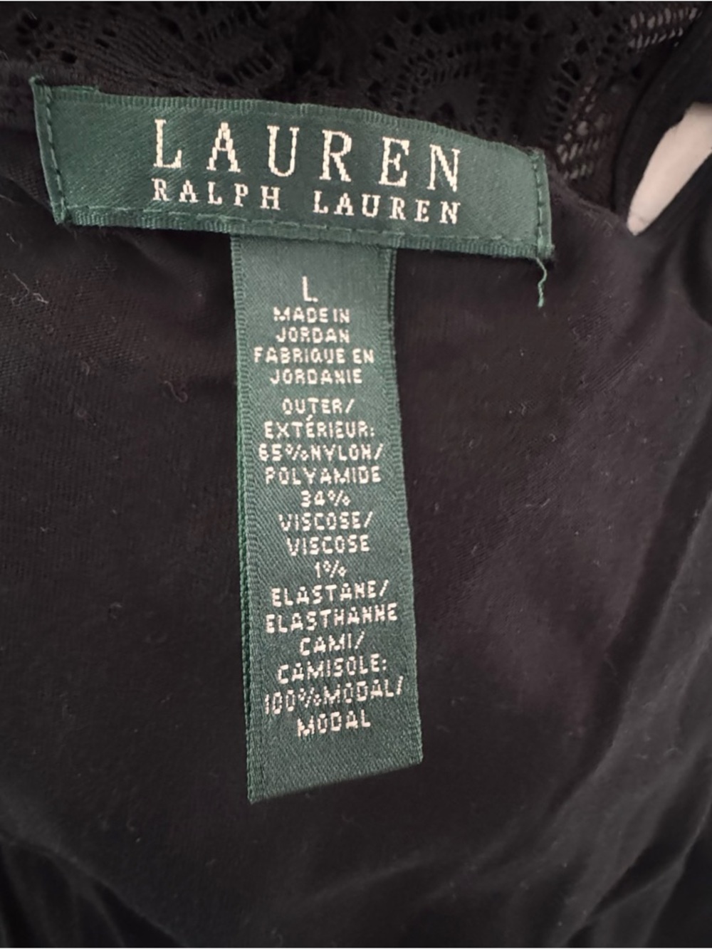 Lauren Ralph Lauren Black Lace Mock Neck Top L Dark Romantic Whimsigoth - Picture 4 of 7
